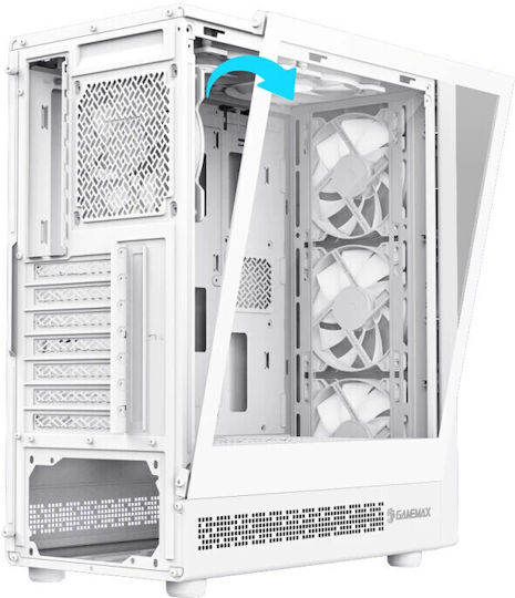GameMax Storm 2 AW Gaming Midi Tower Computer Case with Side Window and ARGB Lighting White