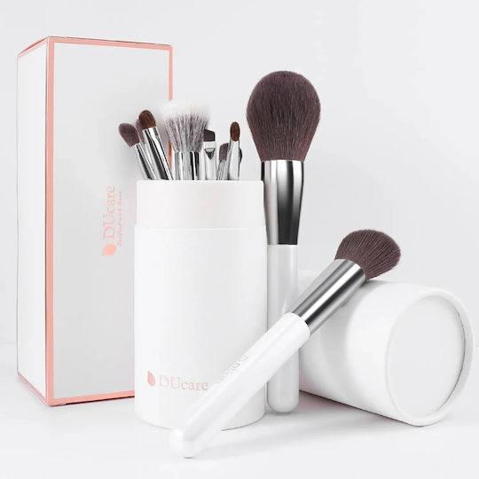 Ducare Du-901 Pure White Σετ Πινέλων Προσώπου & Ματιών Θήκη Αποθήκευσης