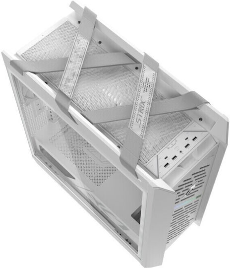 Asus ROG Strix Helios II Gaming Midi Tower Κουτί Υπολογιστή με Πλαϊνό Παράθυρο και RGB Φωτισμό Λευκό
