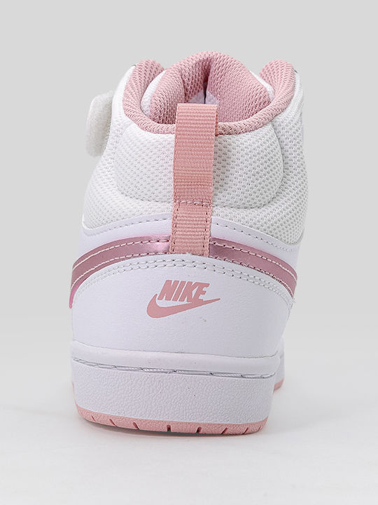 Court Borough Mid 2 Kids Sports Shoes Running with Hoop & Loop Closure White