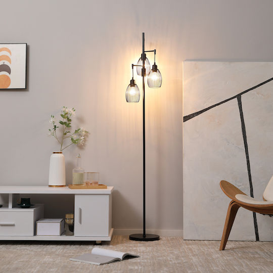 HomCom Floor Lamp H170.5xW30cm. with Socket for Bulb E27 Black