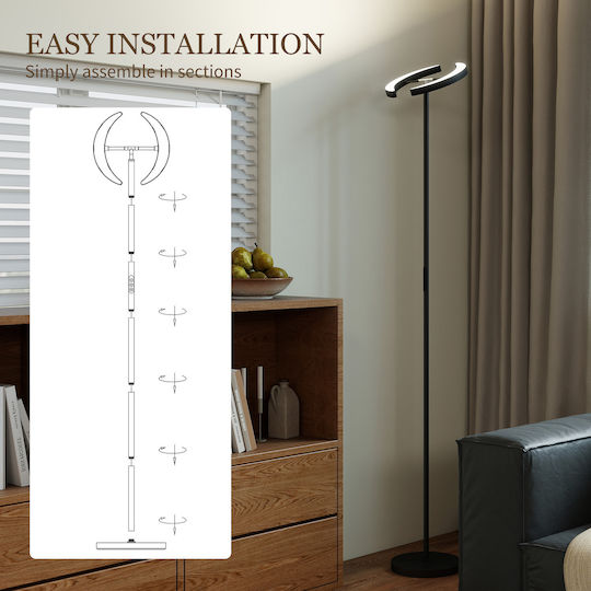 HomCom LED Stehleuchte mit Warmweißem Licht 3100lm Schwarz