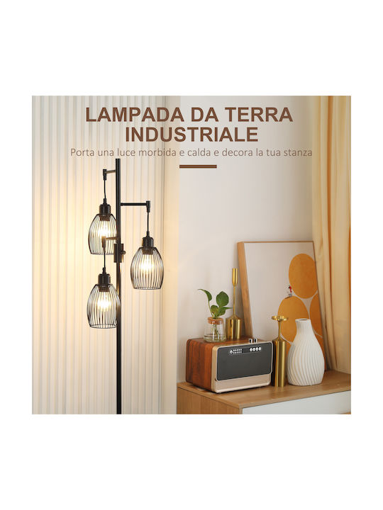 HomCom Floor Lamp H170.5xW30cm. with Socket for Bulb E27 Black
