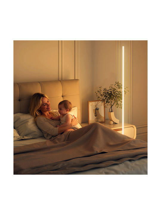 HomCom LED Φωτιστικό Δαπέδου Υ150xΜ20εκ. με Ρυθμιζόμενο Λευκό Φως 1800lm Ασημί
