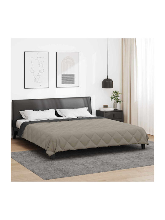 vidaXL Παπλωματοθήκη Διπλή 200x220 Ανοιχτό Γκρι, Ανθρακί