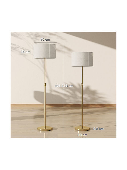 HomCom LED Floor Lamp H133xW40cm. with Adjustable White Light 800lm Gold