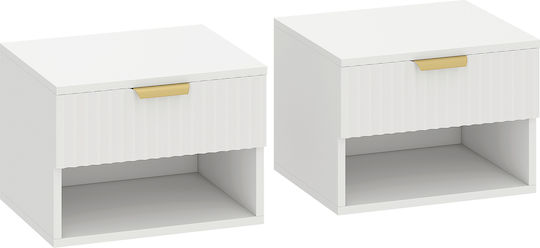 Κομοδίνα Ξύλινα Λευκά 2τμχ 40x34x29cm