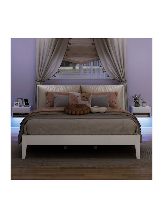 White Wooden Bedside Tables 2 Pieces 37x32x21cm