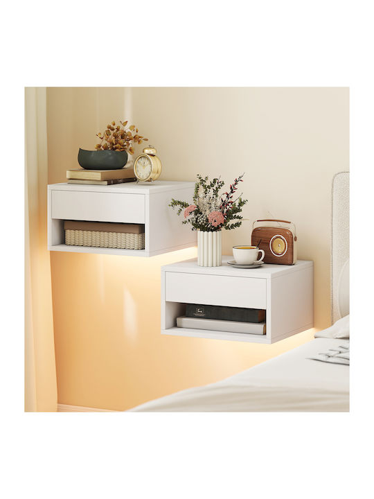 White Wooden Bedside Tables 2 Pieces 37x32x21cm