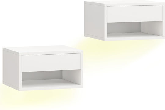 White Wooden Bedside Tables 2 Pieces 37x32x21cm
