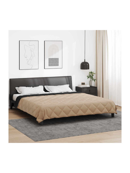 vidaXL Pătură Supredublă 220x260 cm Neagră, Tabac