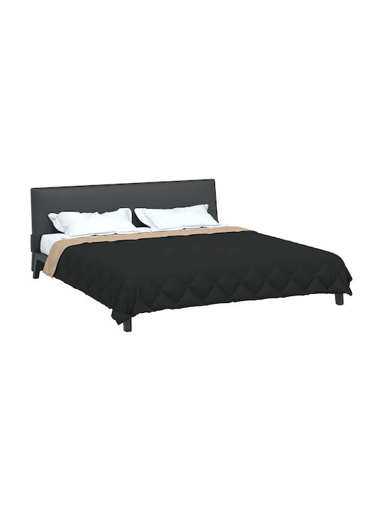 vidaXL Pătură Supredublă 220x260 cm Neagră, Tabac