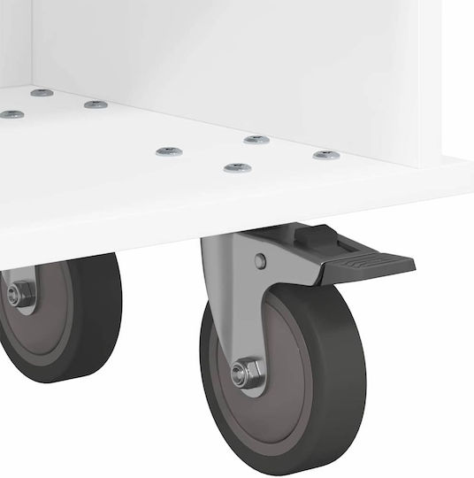 Έπιπλο Τηλεόρασης με Ρόδες Λευκό Μ100xΠ35xΥ35cm