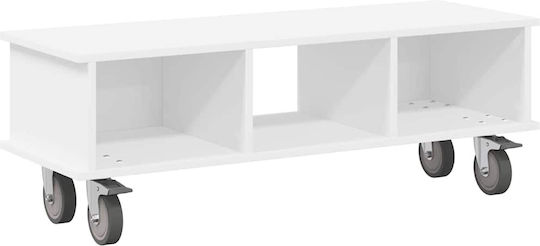 Έπιπλο Τηλεόρασης με Ρόδες Λευκό Μ100xΠ35xΥ35cm