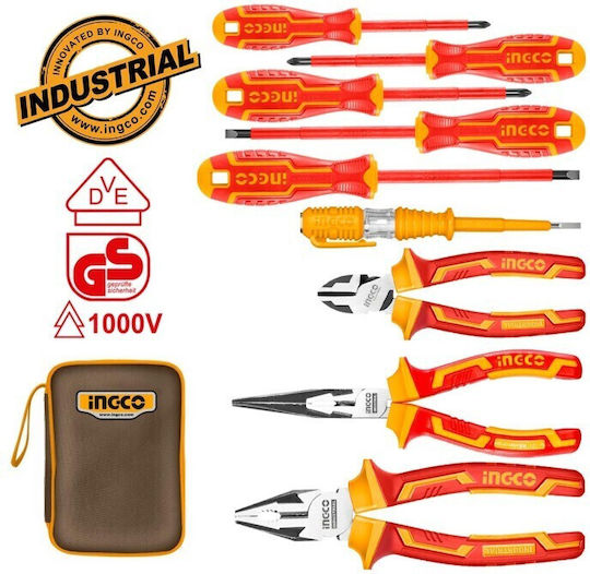 Ingco Caseta cu 9 Set de scule de electrician