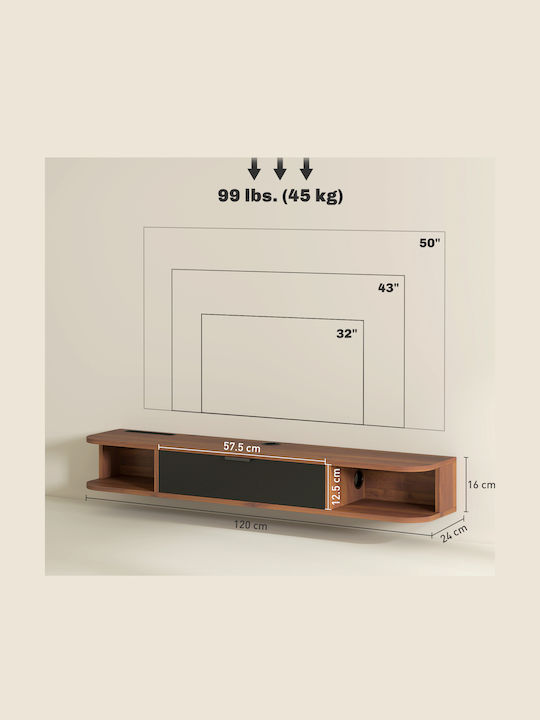 Έπιπλο Τηλεόρασης Καρυδιά Μ120xΠ24xΥ16cm