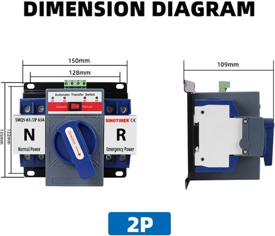 Sinotimer Zweipolig Umstellung Schienenumschalter 230V 125A