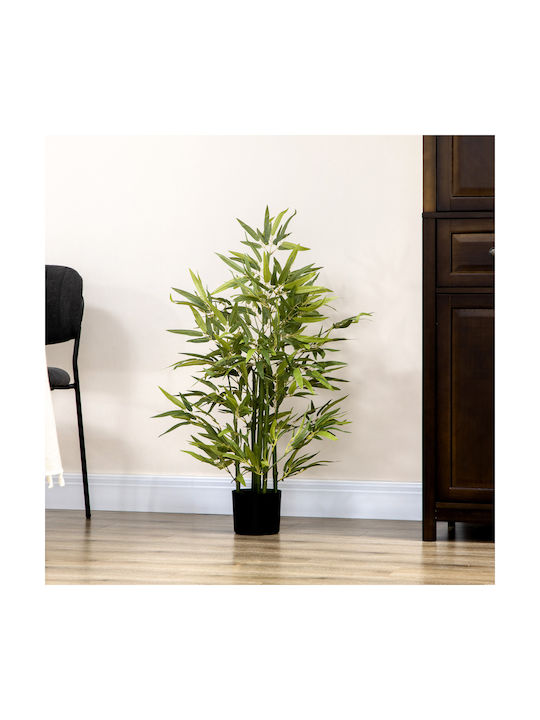 Homcom Artificial Bamboo Plant Height 90 Cm 504 Peva Pp Leaves Green Cement Pot Ø15x12.5 Cm 830-669v00gn