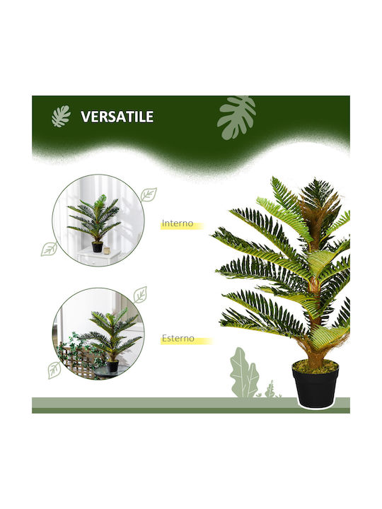 Homcom Artificial Palm Plant 18 Leaves Pot Height 85 cm Green Indoor 830-679v00gn