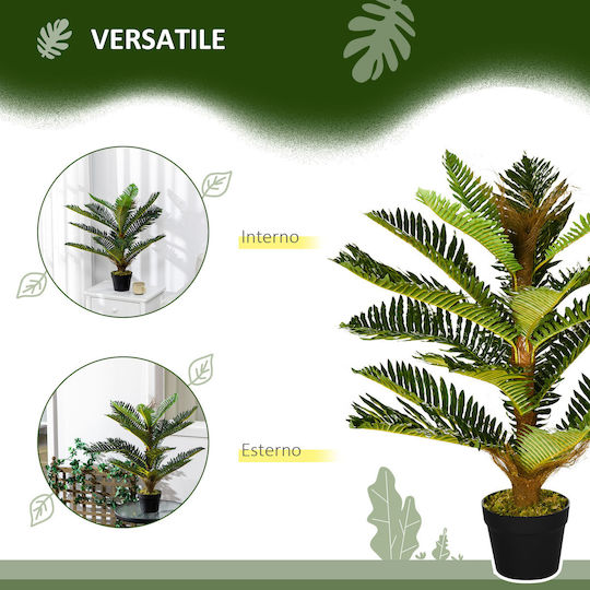 Homcom Artificial Palm Plant 18 Leaves Pot Height 85 cm Green Indoor 830-679v00gn