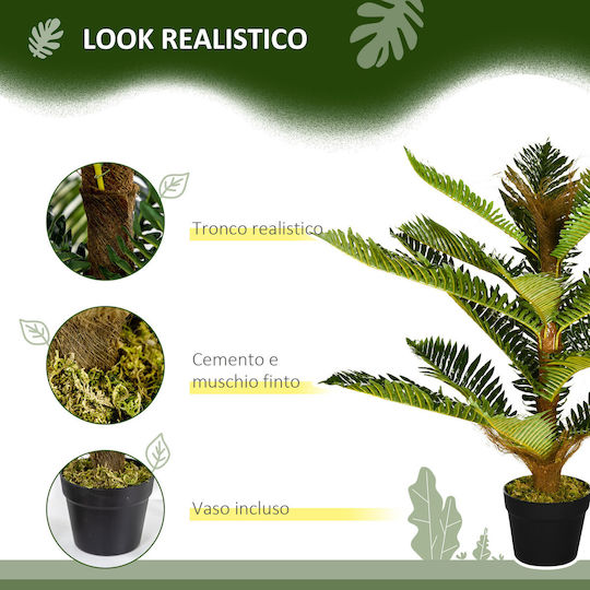 Homcom Artificial Palm Plant 18 Leaves Pot Height 85 cm Green Indoor 830-679v00gn