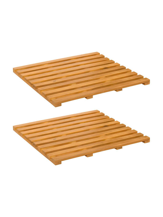 vidaXL Non-Slip Bath Mat Wooden 42025259 Coffee 100x53cm