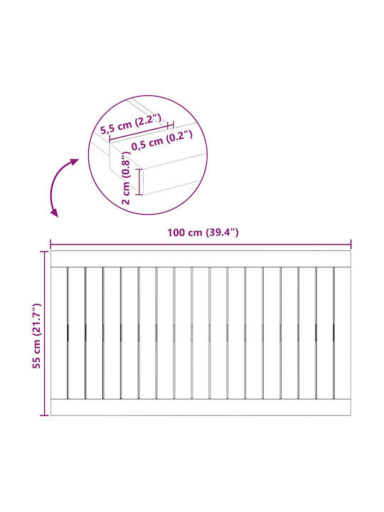 vidaXL Bath Mat Wooden 42025269 Coffee 100x55cm
