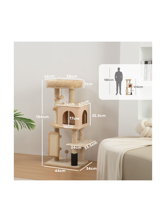 Pawhut Scratching Post Cat Trees Beige 30x30cm