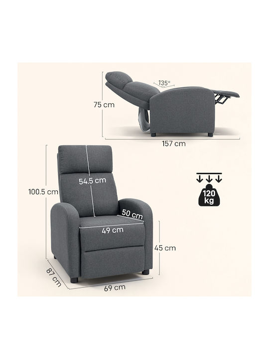 Relax Armchair with Footstool Gray 69x87x100.5cm
