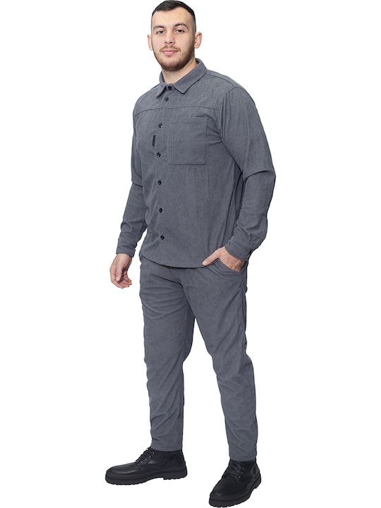 Μακρυμάνικo Κοτλέ Overshirt Silver Grey