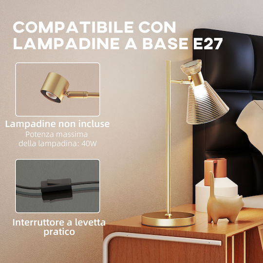 HomCom Dekorative Lampe Blume mit Fassung für E27 Lampe Gold