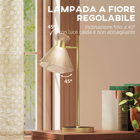 HomCom Dekorative Lampe Blume mit Fassung für E27 Lampe Gold