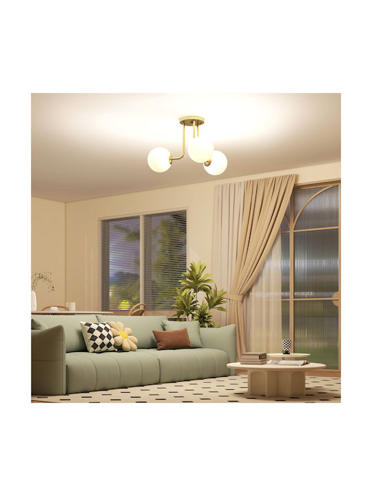 HomCom Ceiling Mount Light 42cm Gold with Socket G9