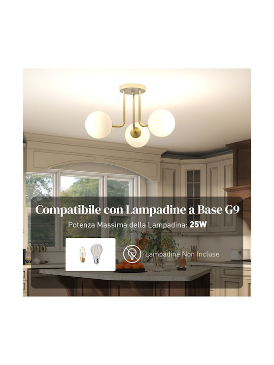 HomCom Ceiling Mount Light 42cm Gold with Socket G9