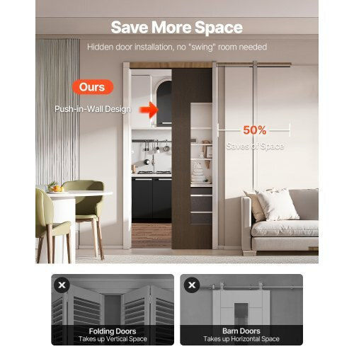 Vevor Sliding Door Mechanism 203.2cm Brown