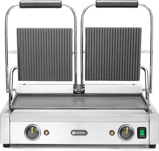 Hendi Profesional Sandwich Maker cu Suprafețe Netede Din Fontă cu Suprafețe Ondulate Din Fontă 3600W