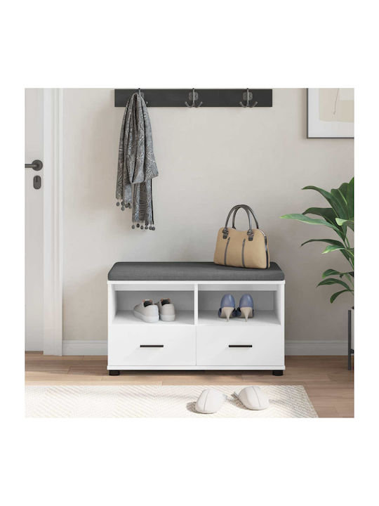 Mobilier de Intrare cu Bancă Alb 80x38x46cm