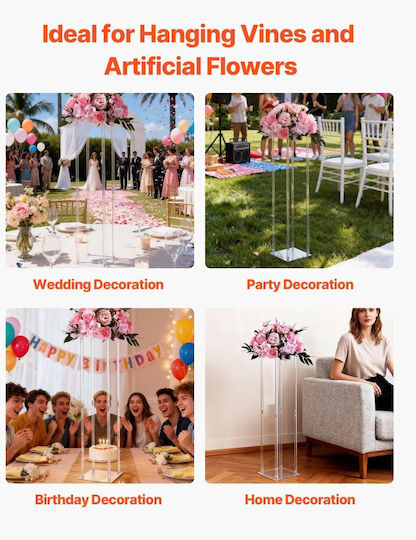 Vevor Wedding Flower Base 10 Pieces Flower Base Column 80cm Acrylic Laminate Cylindrical Cubic Flower Display Base Wedding Party Birthday Home Centerpiece Bases