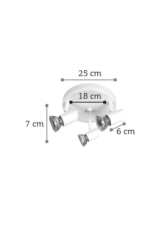 Inlight 9077-3 Triple Spot with Socket GU10 in White Color