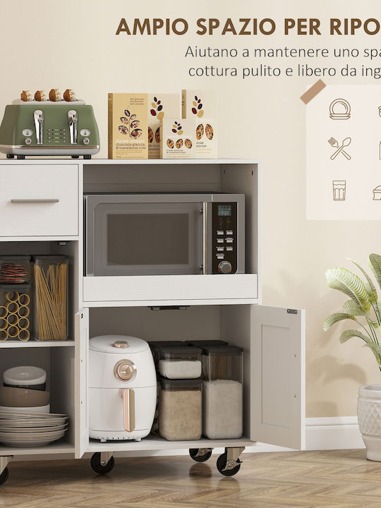 HomCom Wooden White Kitchen Rack with 2 Cabinets Drawer 80x40x88.7cm