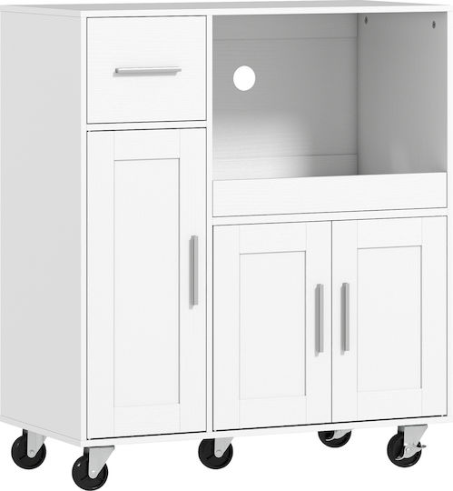 HomCom Wooden White Kitchen Rack with 2 Cabinets Drawer 80x40x88.7cm