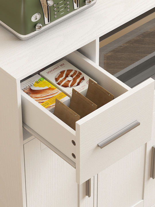 HomCom Wooden White Kitchen Rack with 2 Cabinets Drawer 80x40x88.7cm