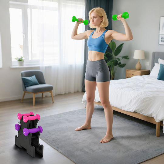 Sportnow Σετ Βάρη Χειρός Στήριγμα 6 Συνολικά Βάρη 2x1 Kg 2x2 Kg 2x3 Kg Πολύχρωμο A91-317v00mx