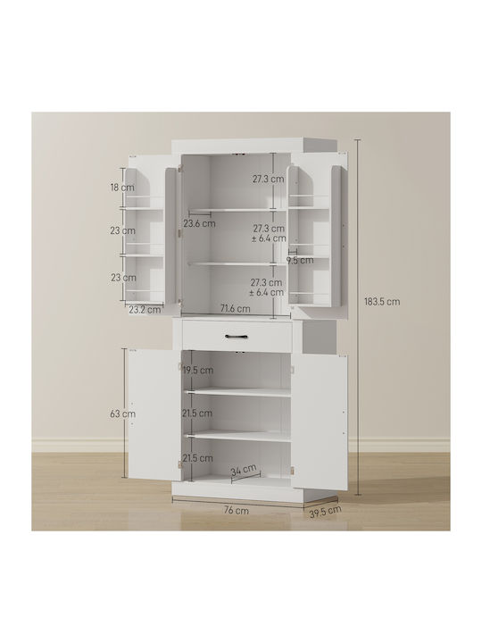 Στήλη Κουζίνας Λευκό 76x39.5x183.5εκ.