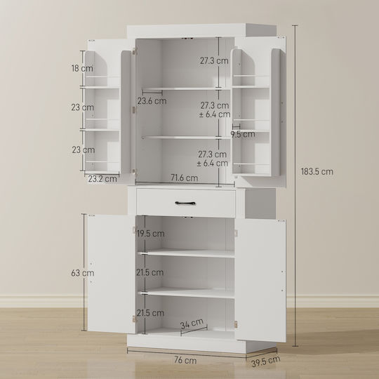Küchensäule Weiß 76x39.5x183.5cm