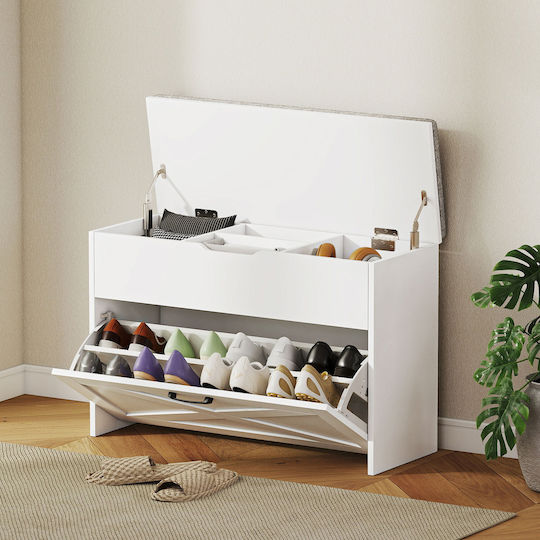 Fabric Shoe Organizer White 80x30x55cm