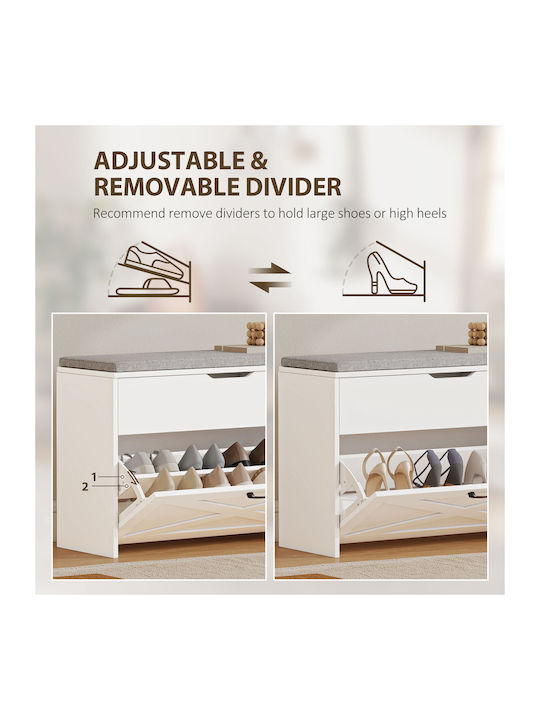Fabric Shoe Organizer White 80x30x55cm