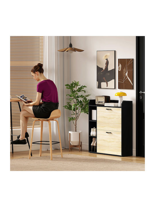 Wooden Shoe Organizer Black 83x24x90.5cm