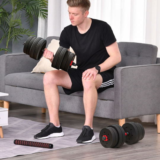 HomCom Adjustable Dumbbell Set with Bar 30kg