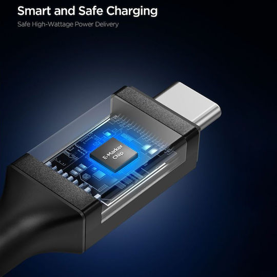 Spigen Essential Зареждащ Кабел За Данни 2x USB-C 100W 5Gbps 2m Черен